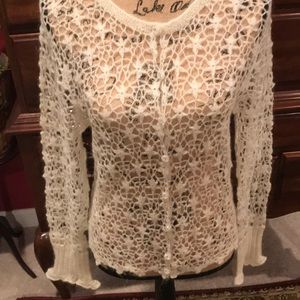 Floral cutout delicate long sleeved cardigan